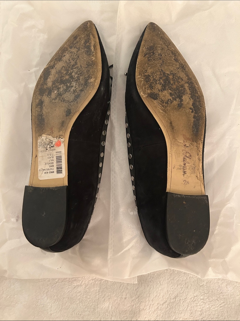 Sam Edelman Black Pointed Toe Studded Bow Flats - Picture 5 of 5
